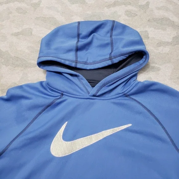 Nike Sweatshirt Womens XL Blue Therma Fit Pockets Hooded Long Sleeve - Picture 3 of 13